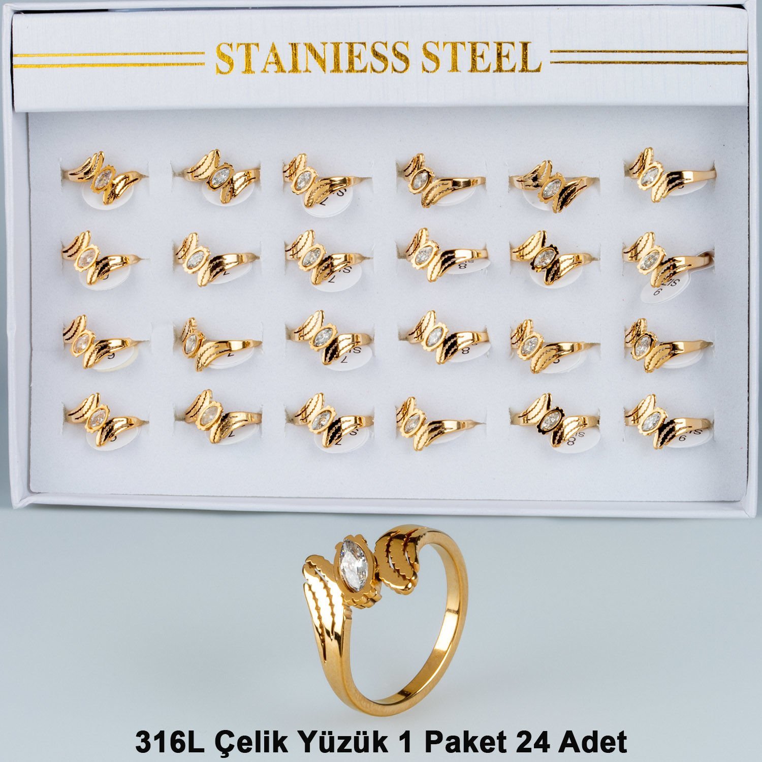 Çelik Yüzük Paket 24 Adet
