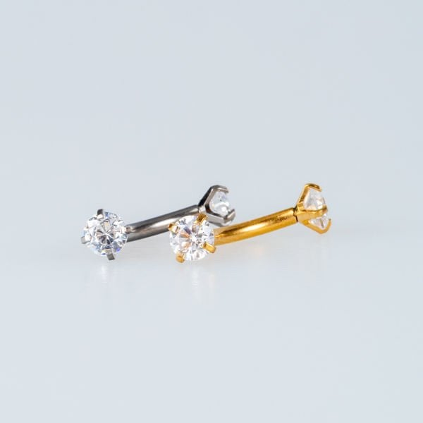 Piercing Titanyum Kaş 3mm Taş Beyaz 8mm