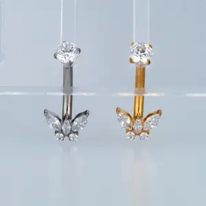 Piercing G23 Titanyum Göbek Fashion Kelebek Sarı