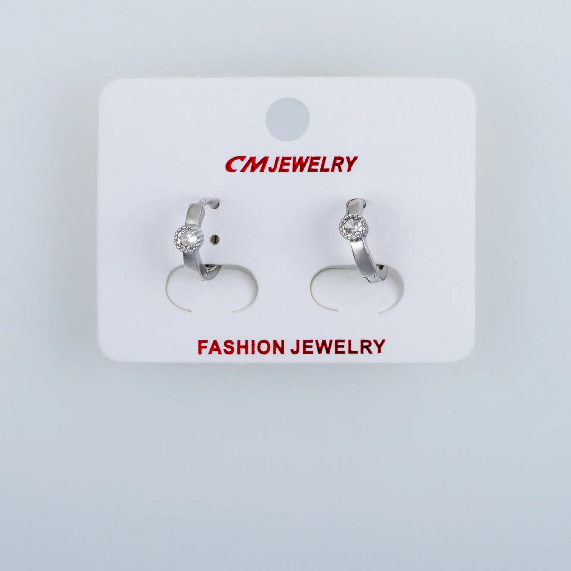 CM Jewelry Platin Kaplama Tırnaklı Halka Küpe