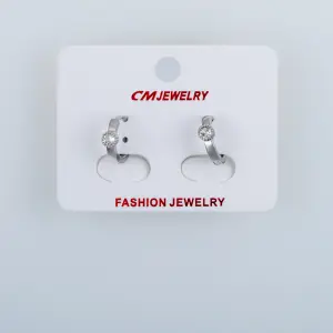 CM Jewelry Platin Kaplama Tırnaklı Halka Küpe