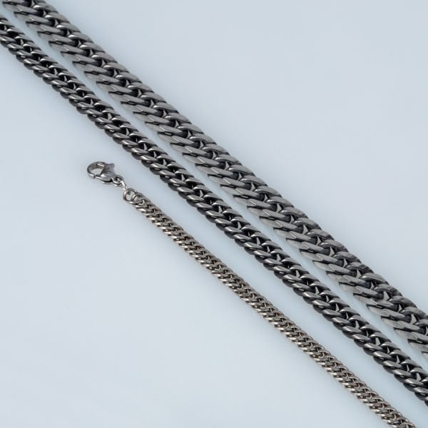 Steel Chain Necklace Anthracite Color