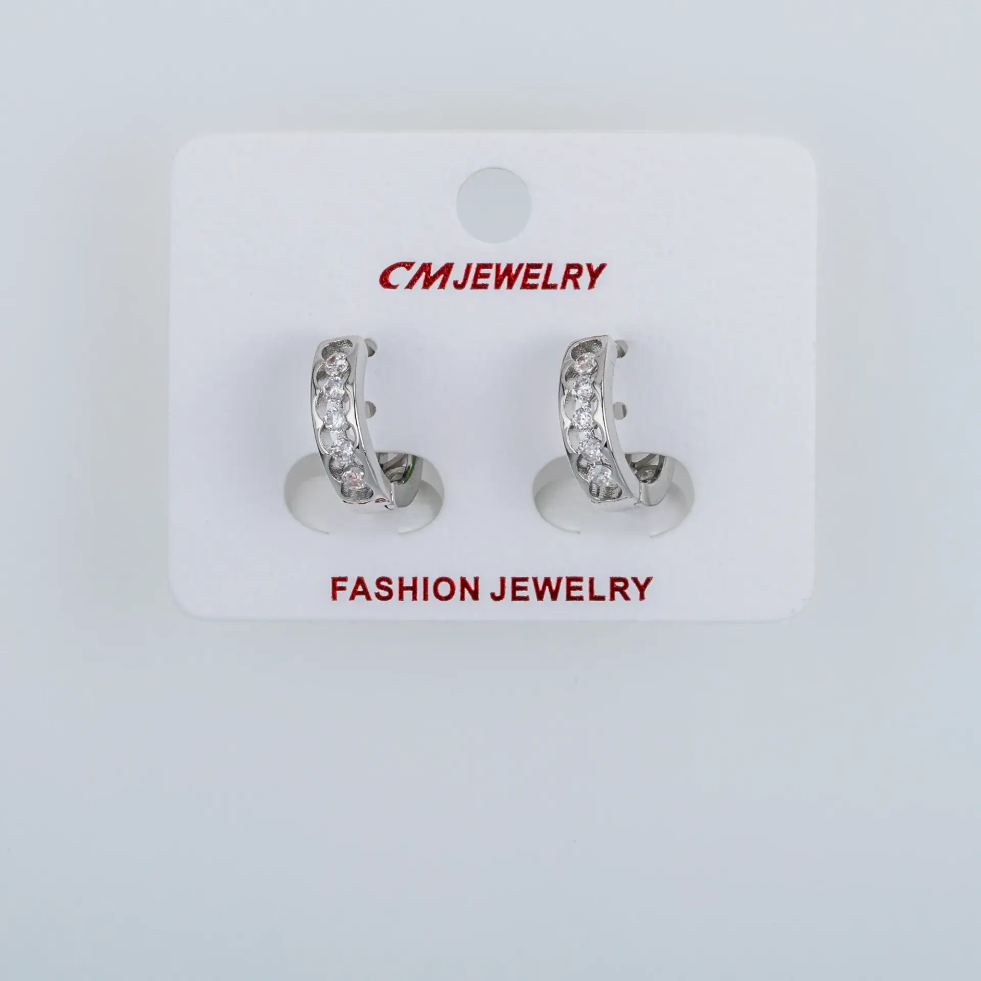 CM Jewelry Platin Kaplama Tırnaklı Halka Küpe