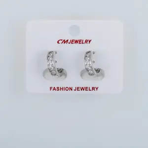 CM Jewelry Platin Kaplama Tırnaklı Halka Küpe