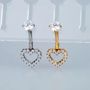 Piercing G23 Titanyum Göbek Fashion Kalp Sarı