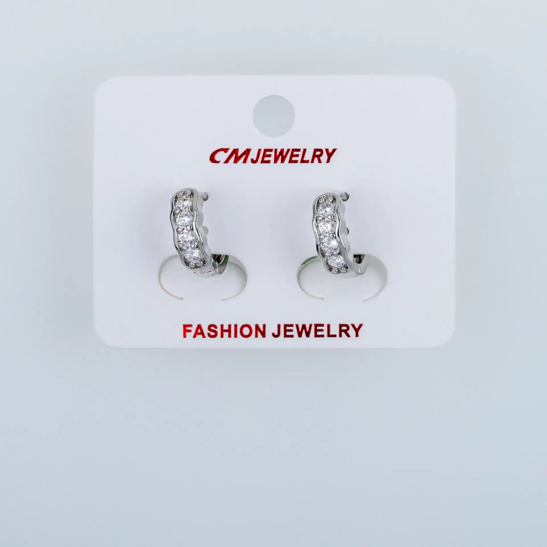 CM Jewelry Platin Kaplama Tırnaklı Halka Küpe