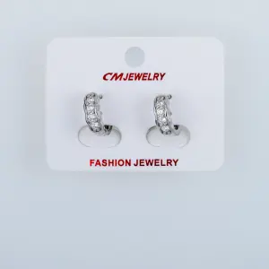 CM Jewelry Platin Kaplama Tırnaklı Halka Küpe