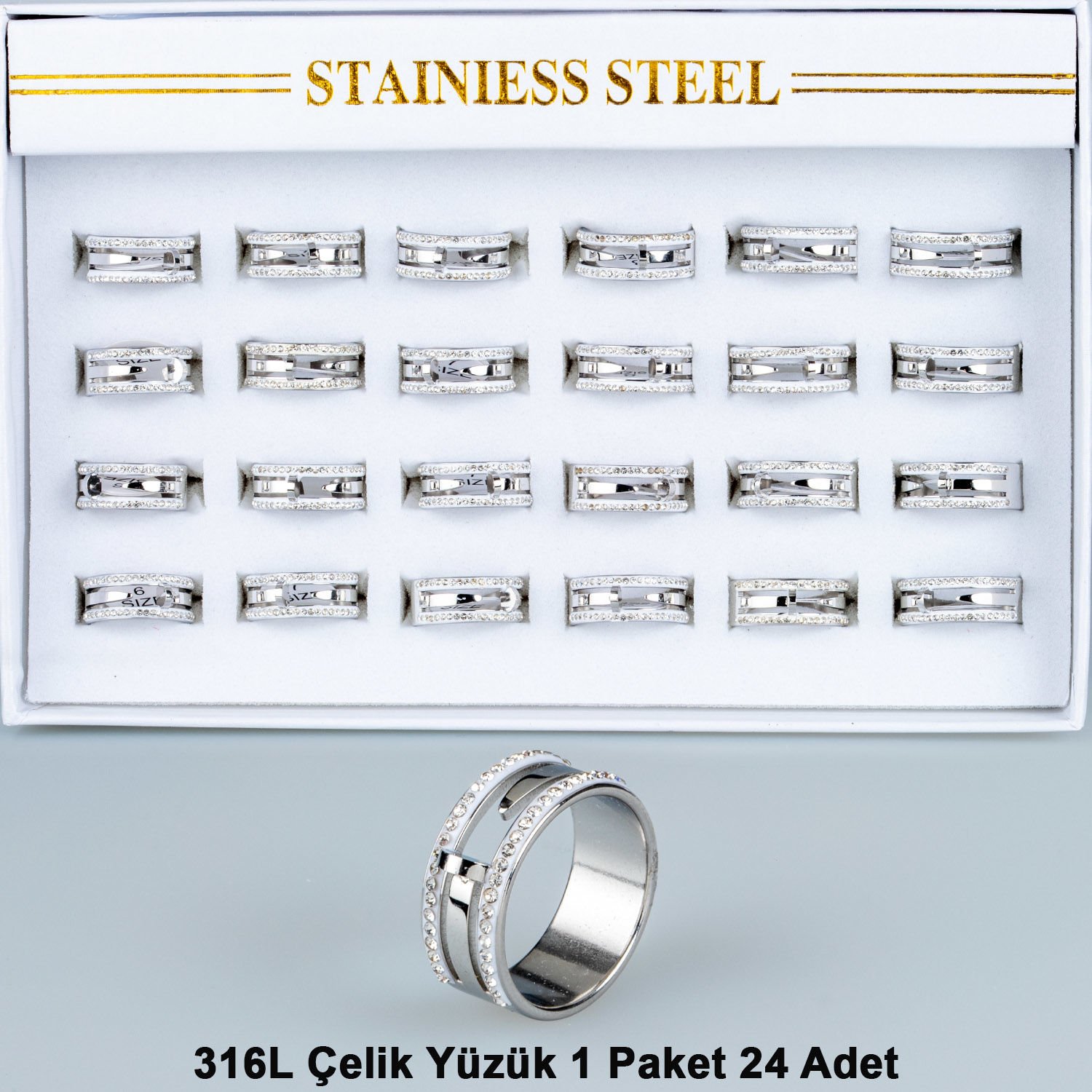 Çelik Yüzük Paket 24 Adet