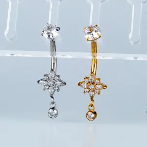 Toptan Piercing 316L Cerrahi Çelik Taşlı Yıldız Göbek Vos Etnik Takı Beyaz