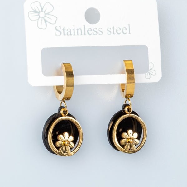 Steel Earring Flower - Pair