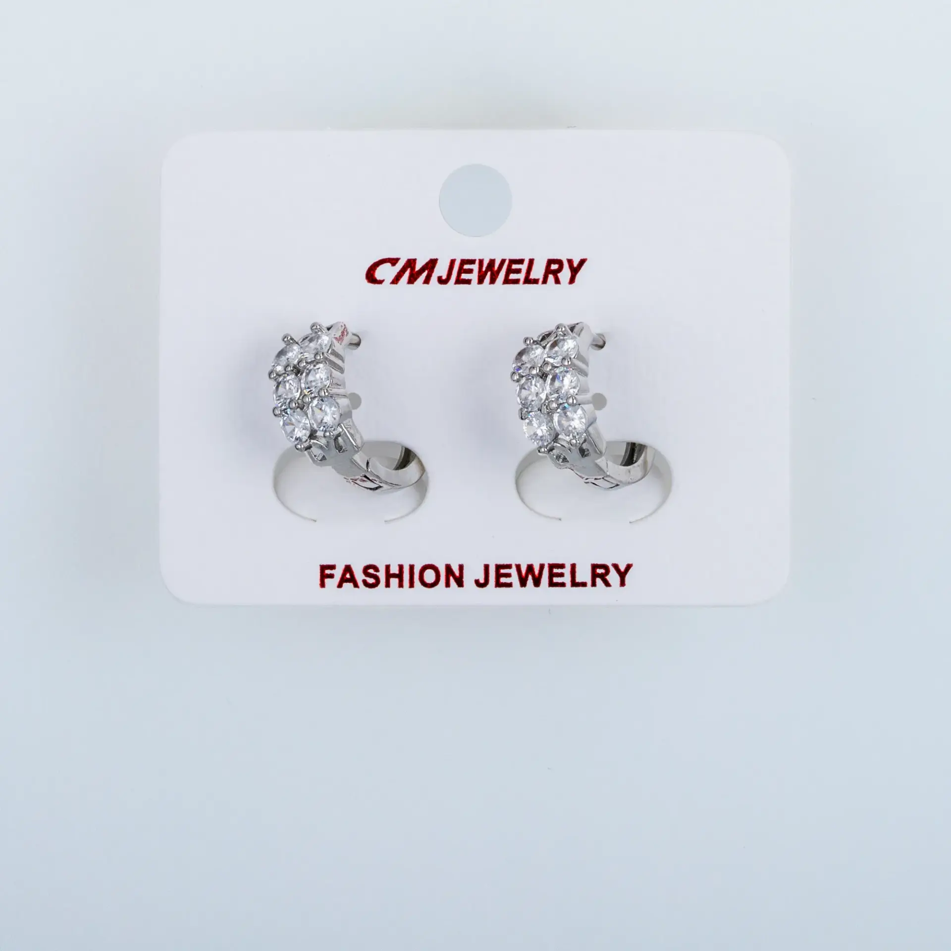 CM Jewelry Platin Kaplama Tırnaklı Halka Küpe