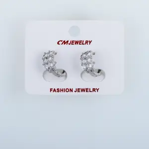 CM Jewelry Platin Kaplama Tırnaklı Halka Küpe