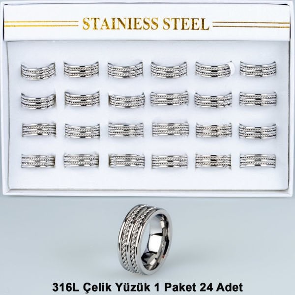 Çelik Yüzük Paket 24 Adet