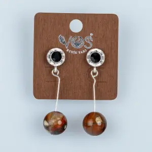 Toptan Siyah Taşlı Jasper Butik Küpe