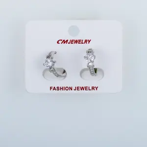 CM Jewelry Platin Kaplama Tırnaklı Halka Küpe