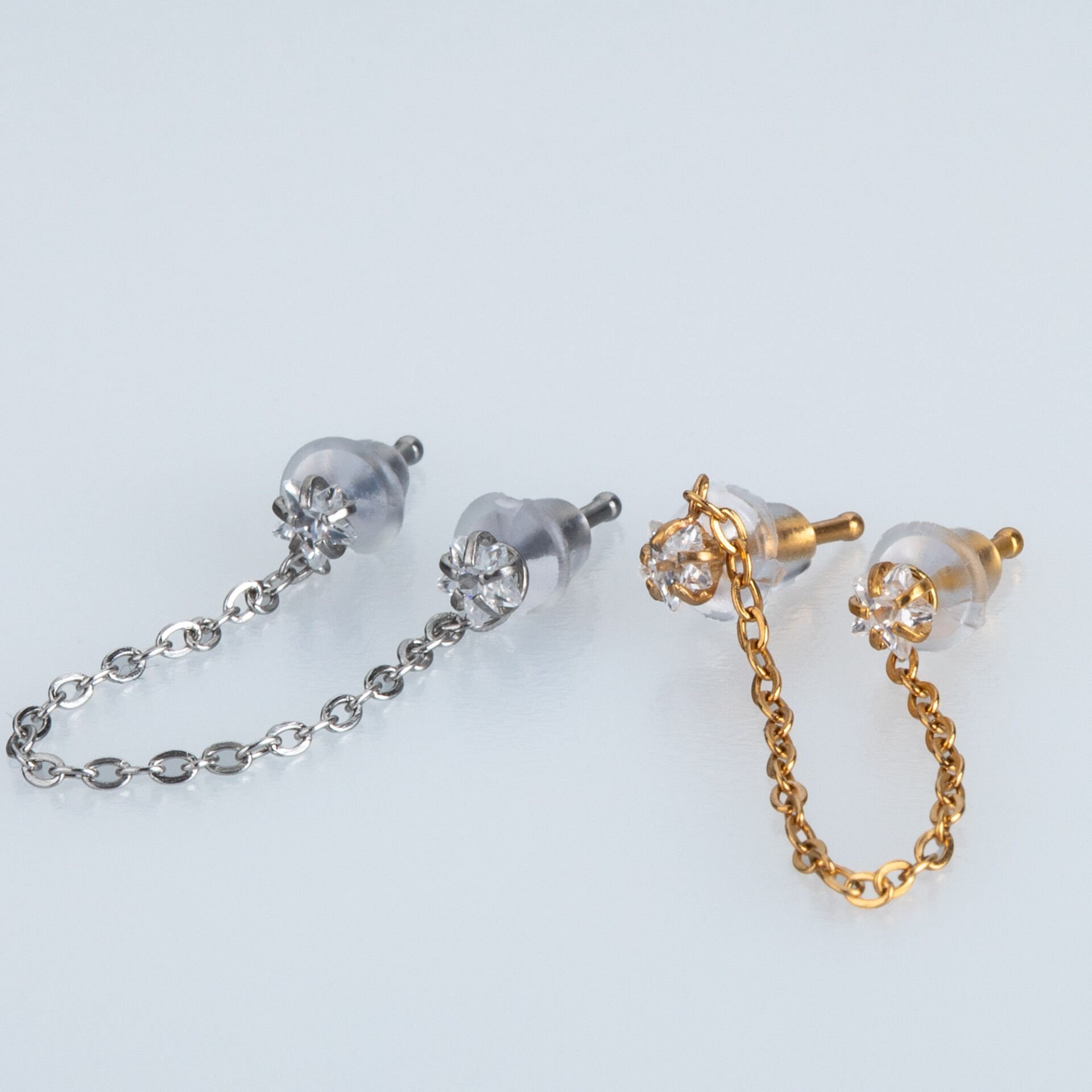 Piercing Hızma Yıldız Taşlı 2 li Zincir Sallantılı