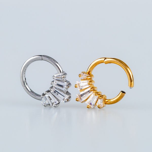Ring Piercing Segment Stone Yellow 8mm