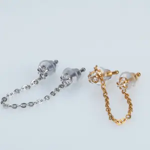 Toptan Piercing Hızma Yıldız Taşlı Çift Zincir Sallantılı 0.8mm Beyaz