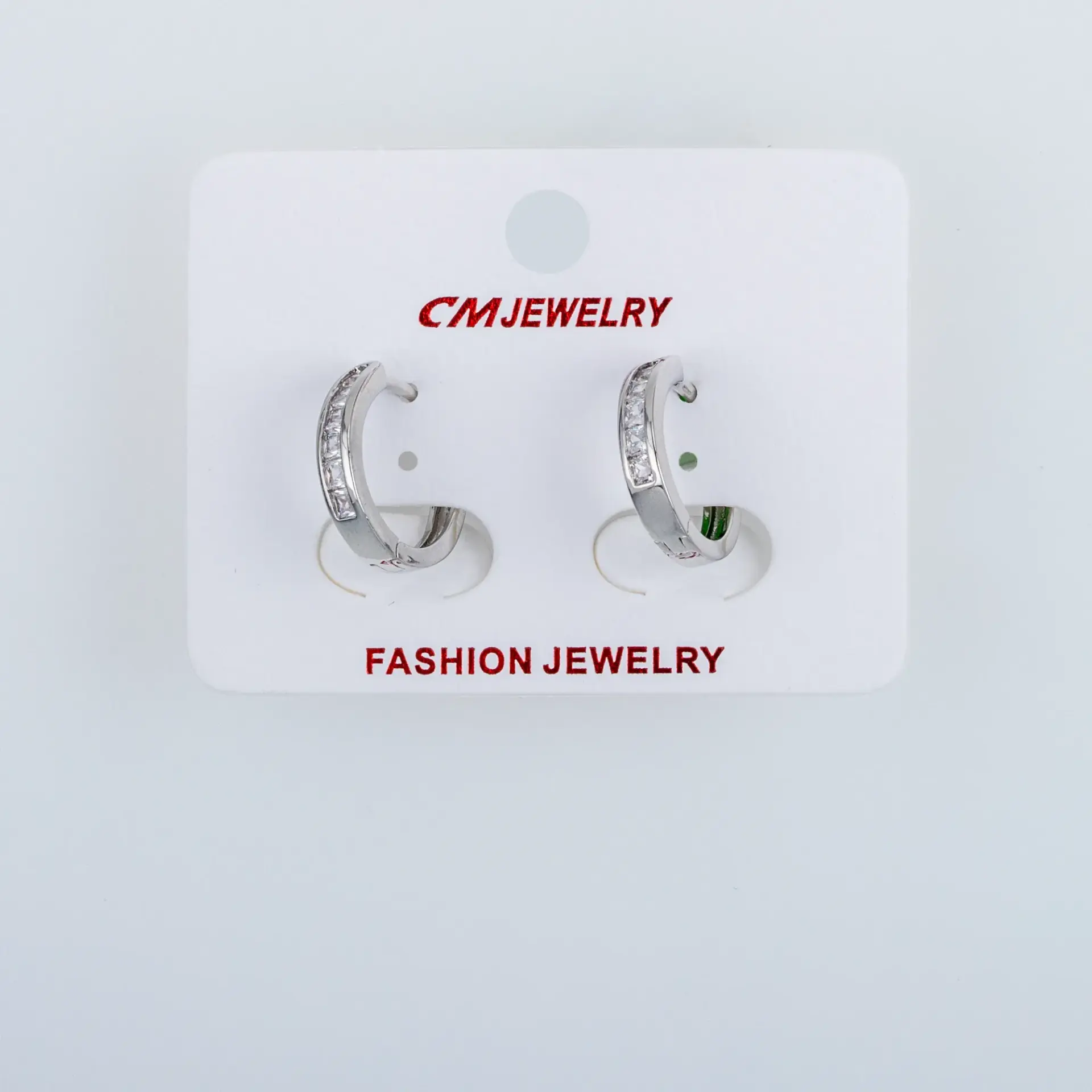 CM Jewelry Platin Kaplama Tırnaklı Halka Küpe