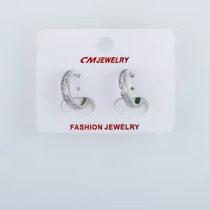 CM Jewelry Platin Kaplama Tırnaklı Halka Küpe