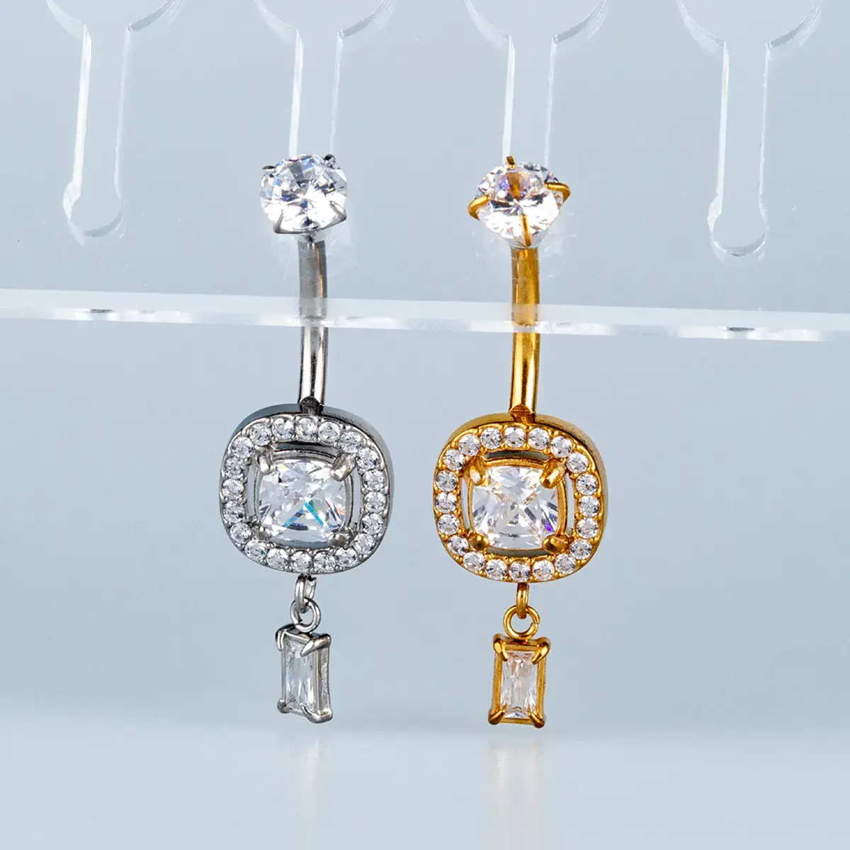 Toptan Piercing 316L Cerrahi Çelik Taşlı Baget Göbek Vos Etnik Takı Beyaz