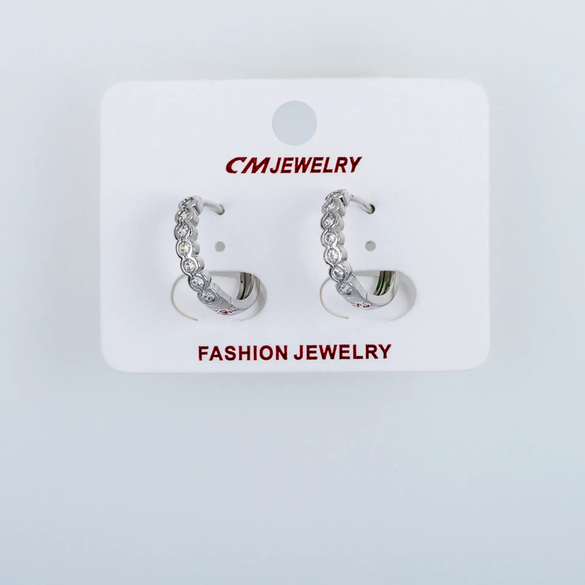 CM Jewelry Platin Kaplama Tırnaklı Halka Küpe