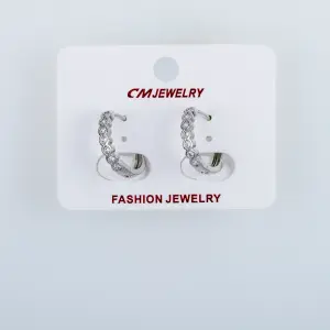 CM Jewelry Platin Kaplama Tırnaklı Halka Küpe