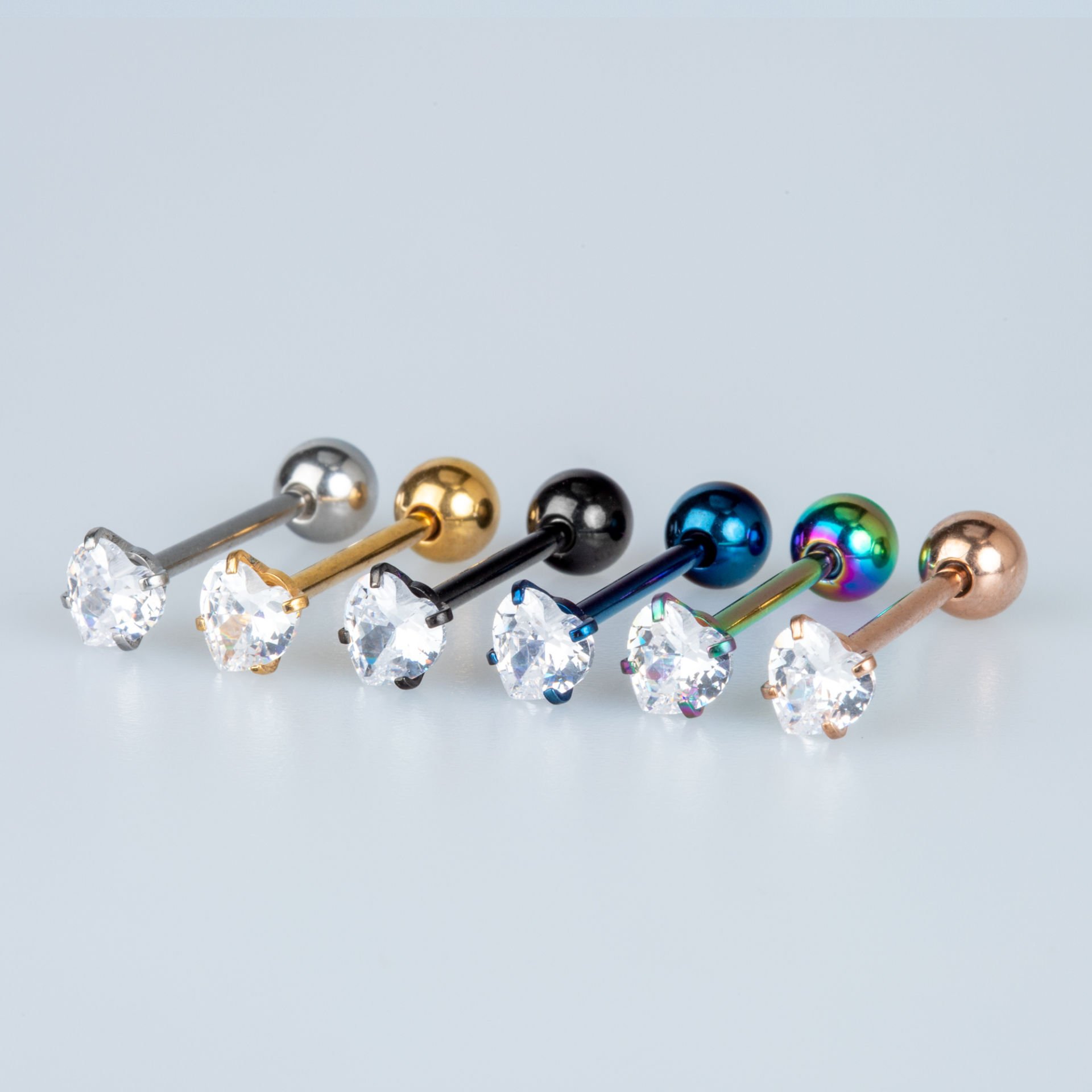 Piercing Dİl Kalp Taş Rose