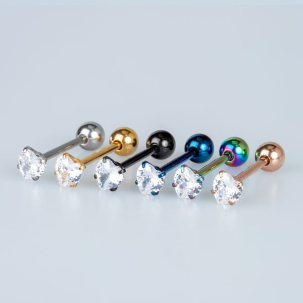 Piercing Tongue Heart Stone Rose