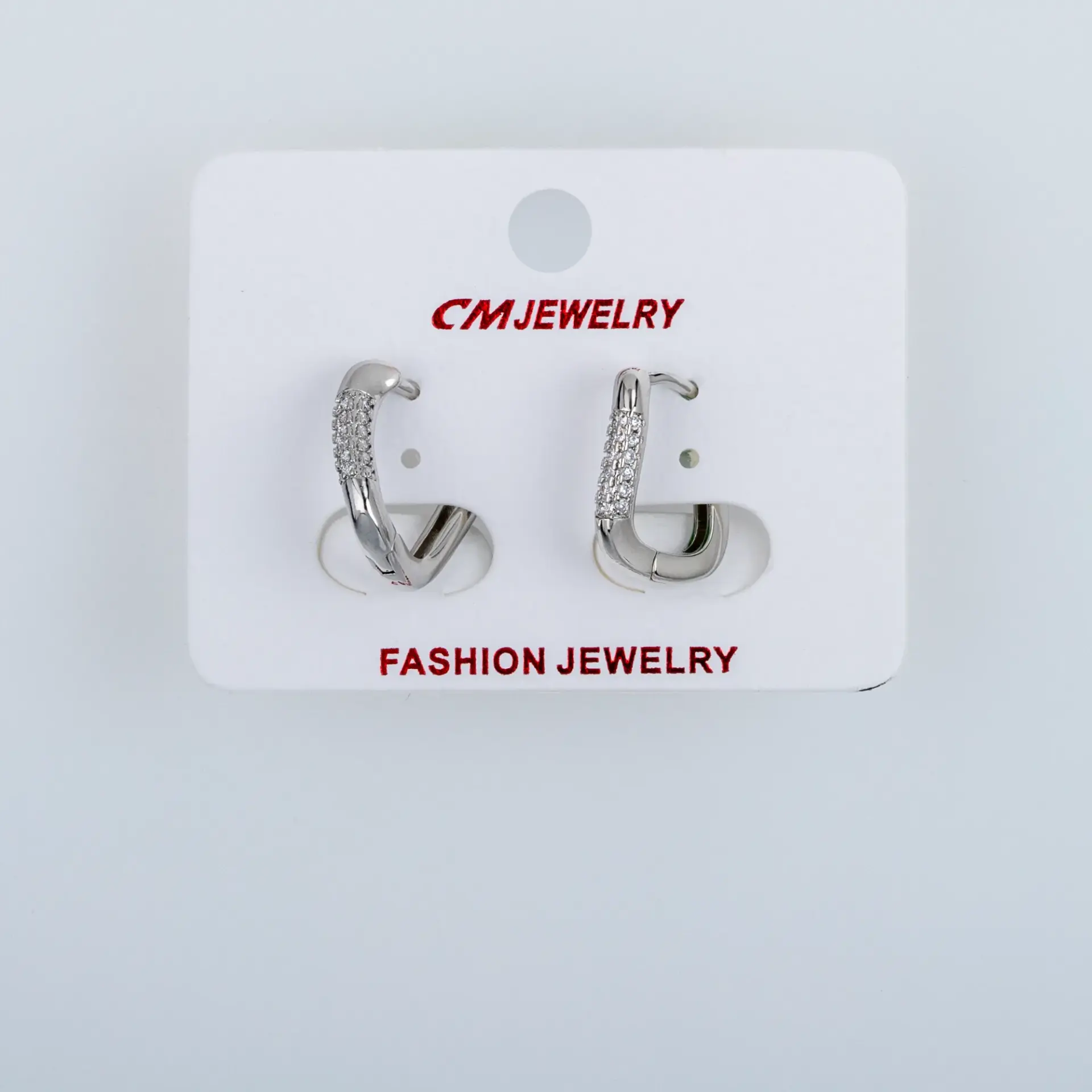 CM Jewelry Platin Kaplama Tırnaklı Halka Küpe