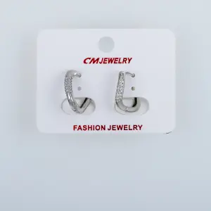 CM Jewelry Platin Kaplama Tırnaklı Halka Küpe