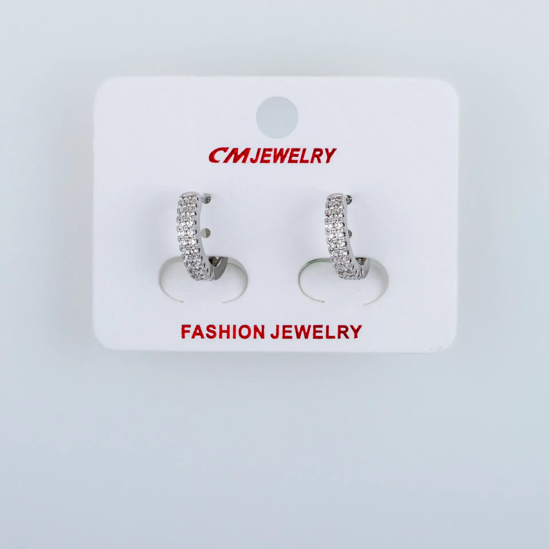 CM Jewelry Platin Kaplama Tırnaklı Halka Küpe