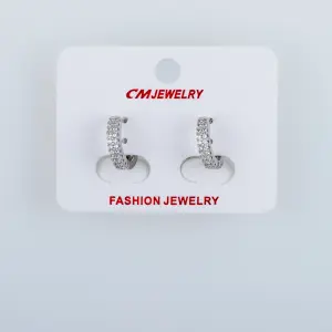 CM Jewelry Platin Kaplama Tırnaklı Halka Küpe