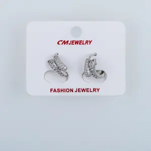 CM Jewelry Platin Kaplama Tırnaklı Halka Küpe