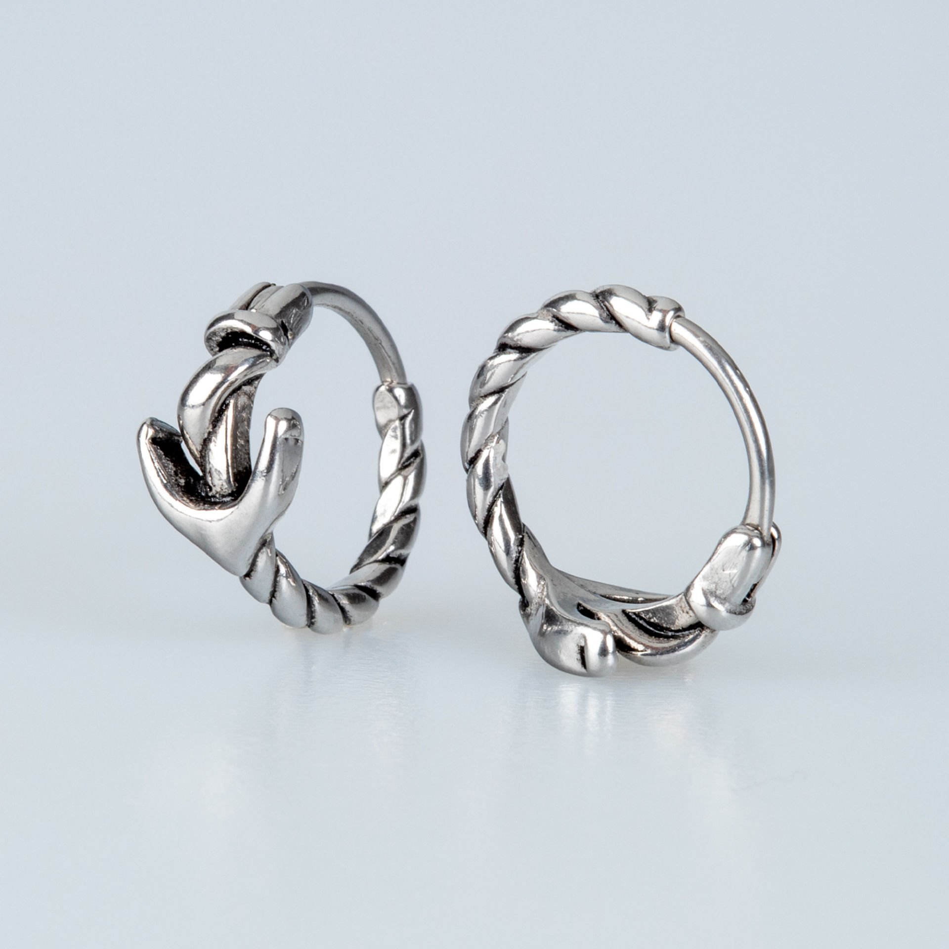 Steel Earring Gothic Anchor - Pair
