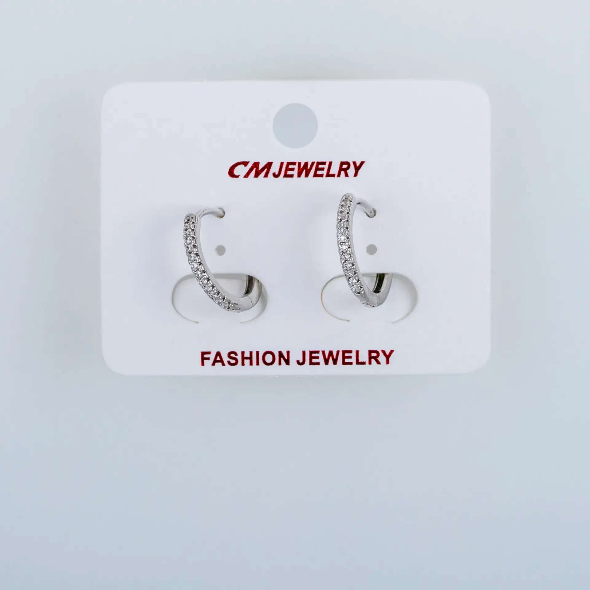 CM Jewelry Platin Kaplama Tırnaklı Halka Küpe