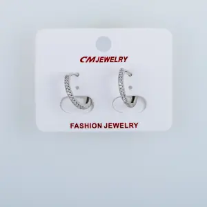 CM Jewelry Platin Kaplama Tırnaklı Halka Küpe