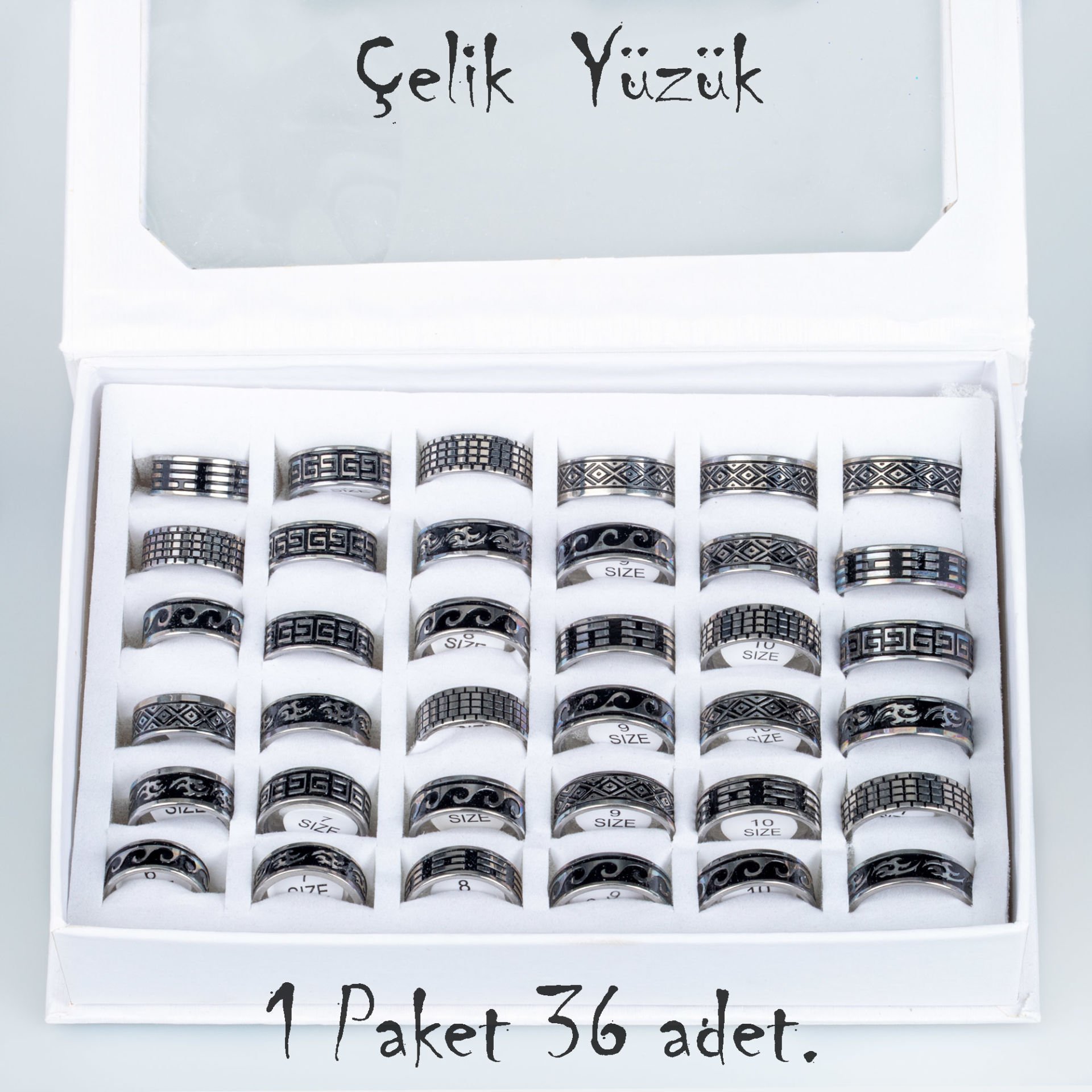 Çelik Yüzük Paket 36 Adet