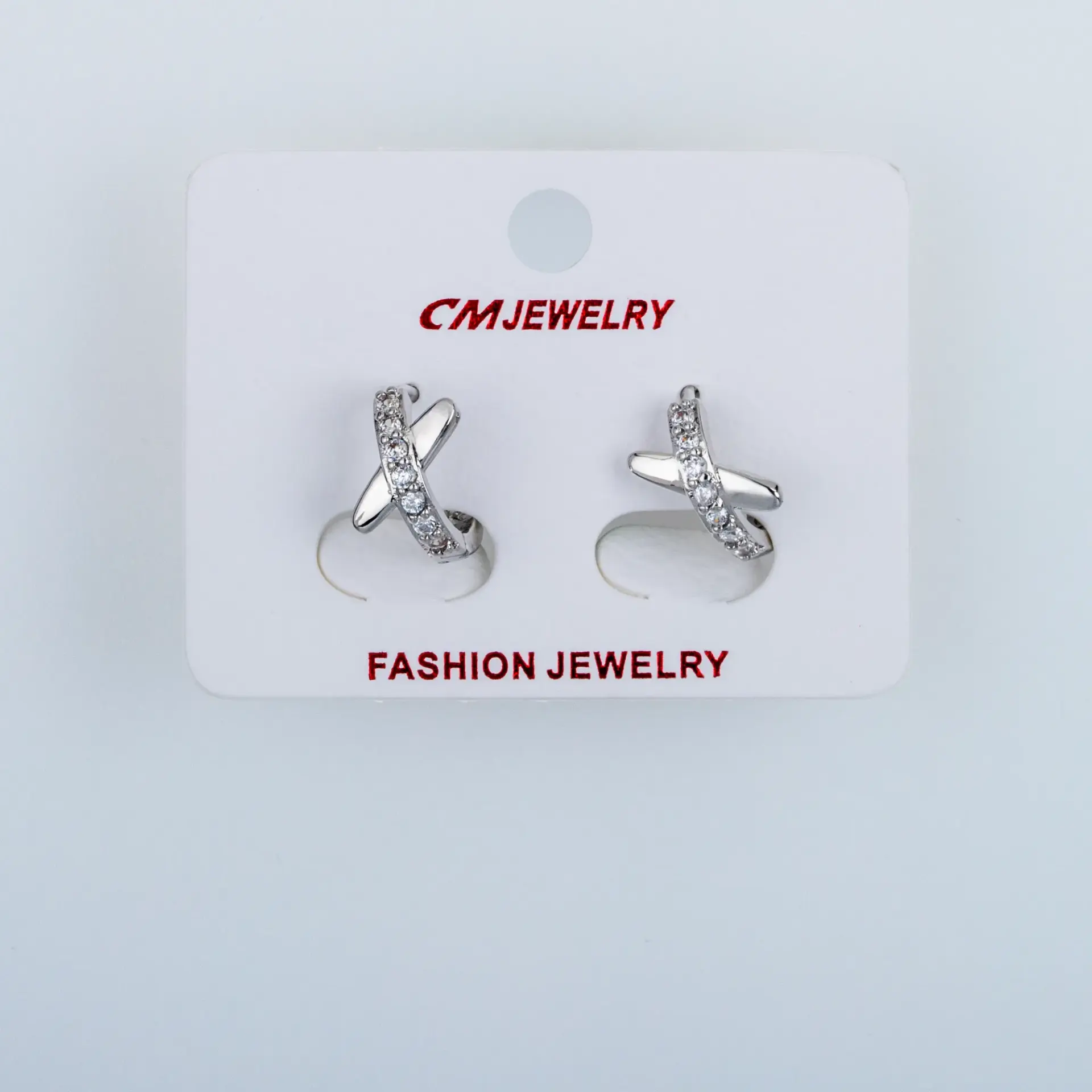 CM Jewelry Platin Kaplama Tırnaklı Halka Küpe