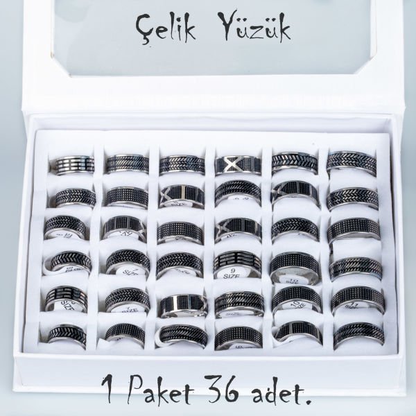 Çelik Yüzük Paket 36 Adet