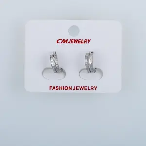 CM Jewelry Platin Kaplama Tırnaklı Halka Küpe