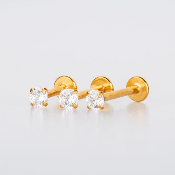 Toptan 316L Çelik Piercing Labret 3mm Yuvarlak Taş Boy: 1.2x6x3mm