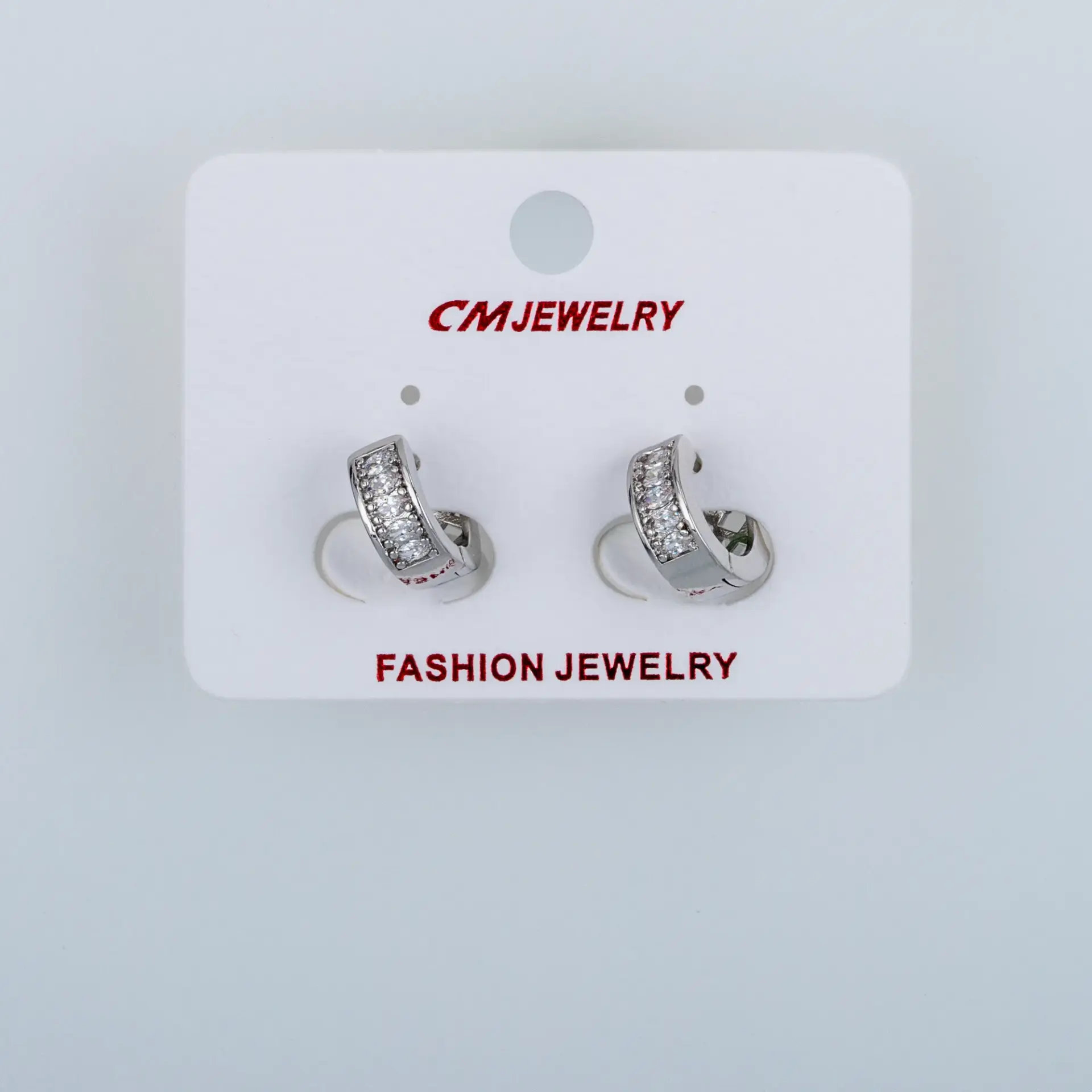 CM Jewelry Platin Kaplama Tırnaklı Halka Küpe