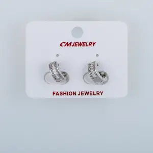 CM Jewelry Platin Kaplama Tırnaklı Halka Küpe