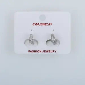 CM Jewelry Platin Kaplama Tırnaklı Halka Küpe