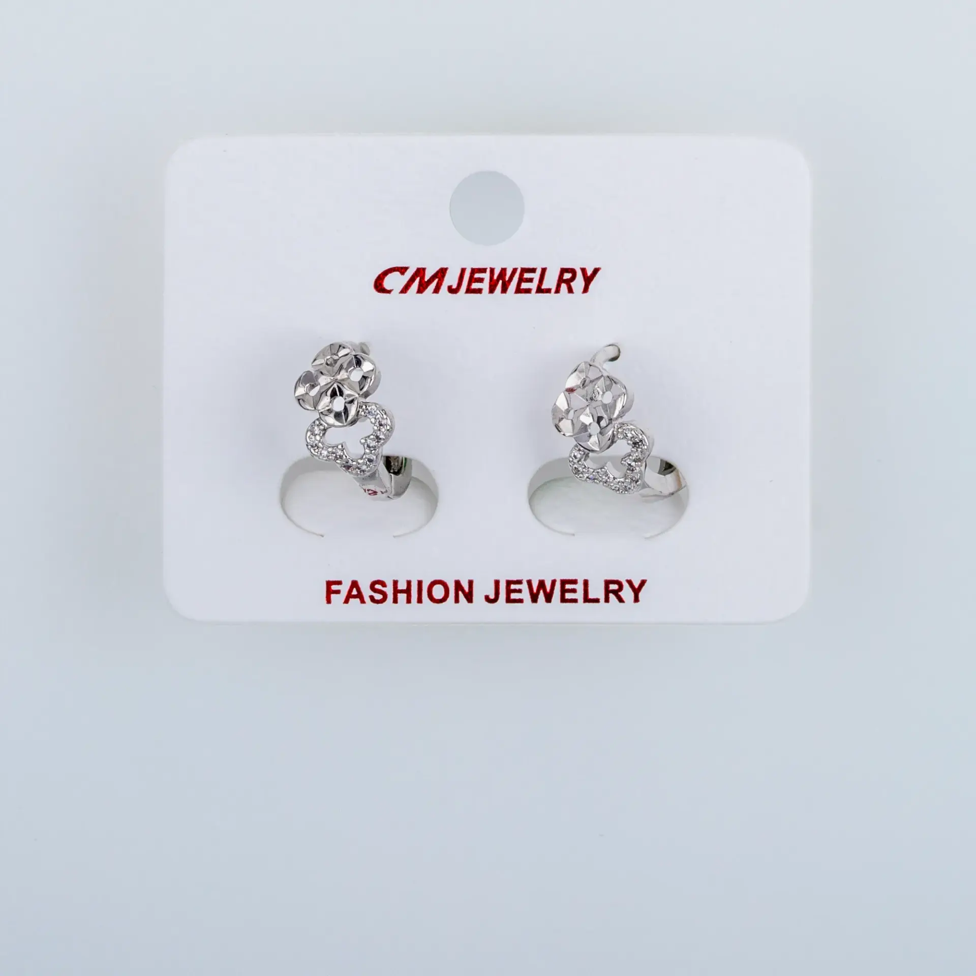 CM Jewelry Platin Kaplama Tırnaklı Halka Küpe