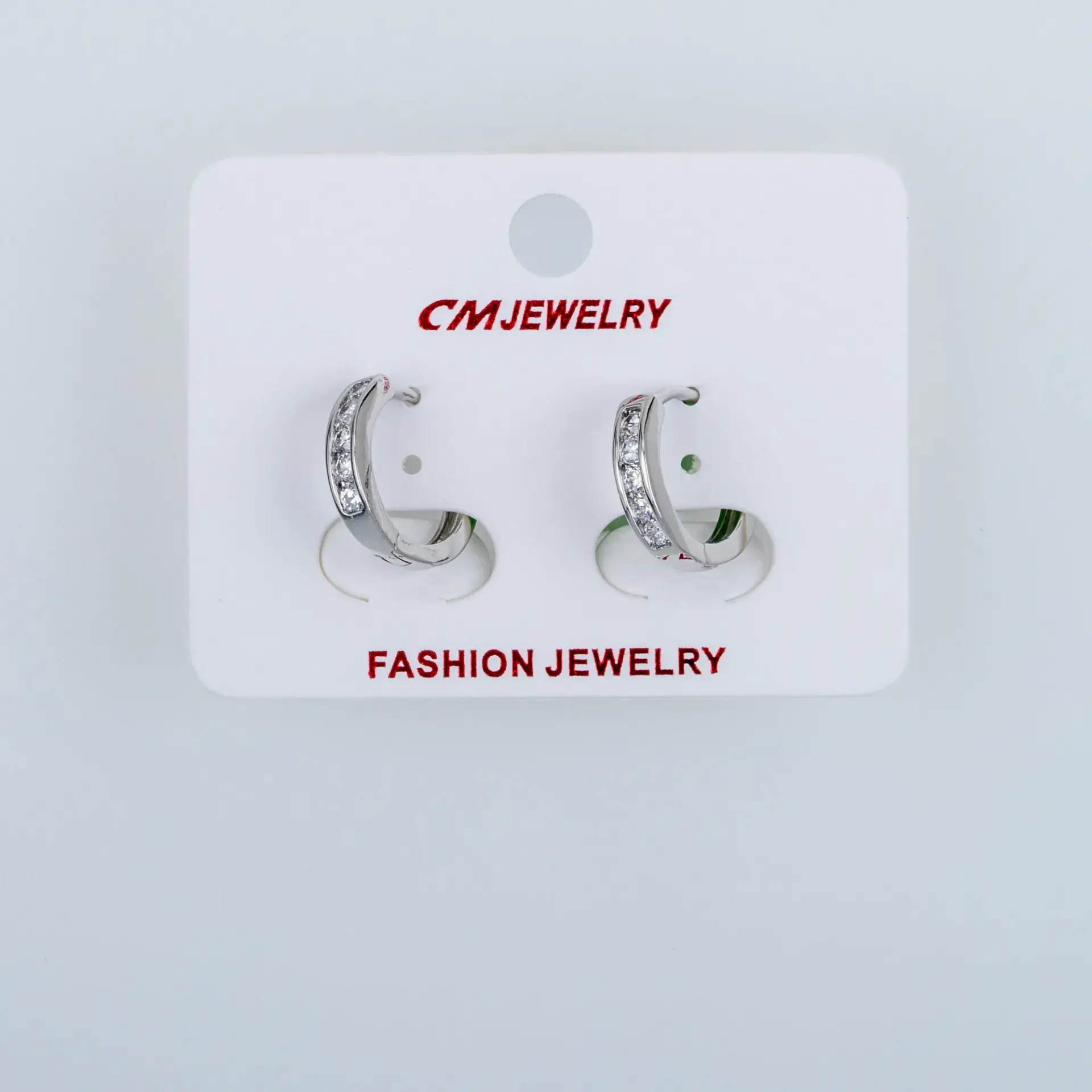 CM Jewelry Platin Kaplama Tırnaklı Halka Küpe