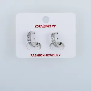 CM Jewelry Platin Kaplama Tırnaklı Halka Küpe