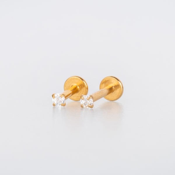 Toptan 316L Çelik Piercing Labret 2mm Yuvarlak Taş Boy: 1.2x6x2mm
