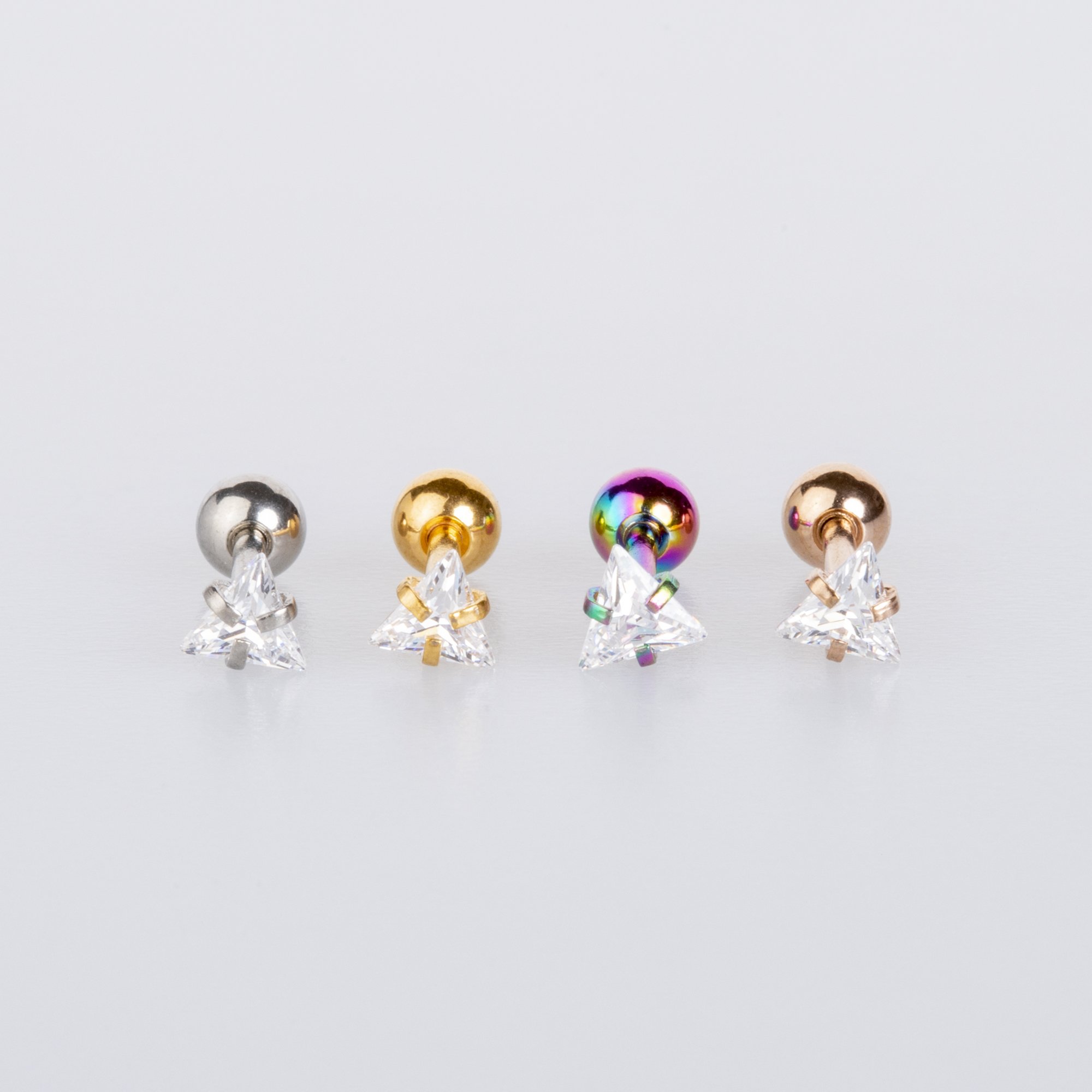 Piercing Tragus 4mm Üçgen Taş Sarı